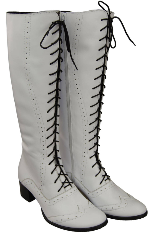 Obuv Dámské bílé šněrovací boty z přírodní kůže 595 ElitaBut