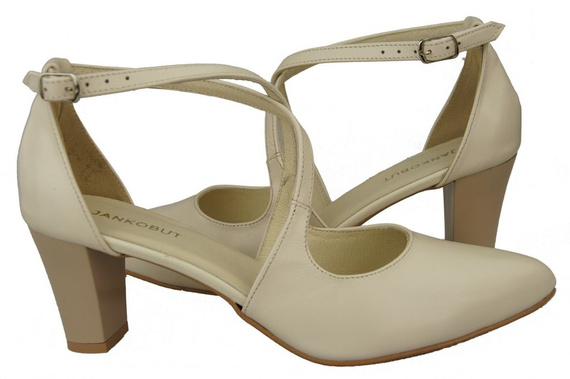 Dámská obuv na nízkém podpatku Sandály béžové Ecru Přírodní kůže 102 ElitaBut