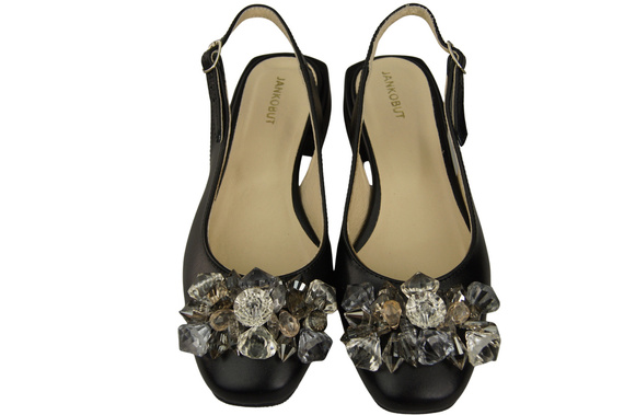 Dámská obuv Černé sandály s krystaly Přírodní kůže 215 ElitaBut