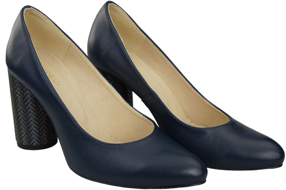 Dámská obuv Navy blue Přírodní kůže Barevný ozdobný podpatek 194 ElitaBut