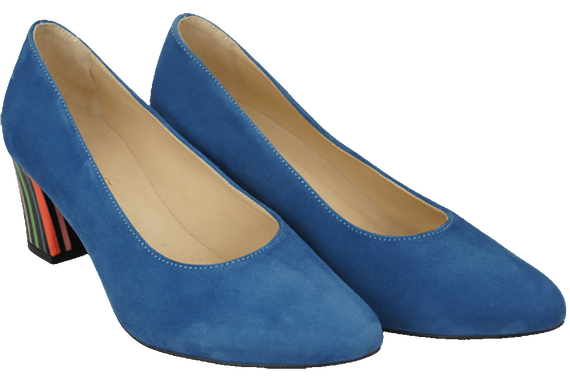 Dámská obuv Blue Suede Natural Leather Decorative Heel 158 With ElitaBut