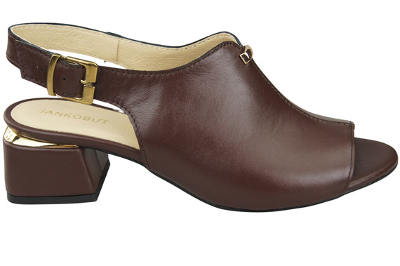 Dámská obuv Čokoládové sandály se zlatou přezkou Přírodní kůže 198 ElitaBut