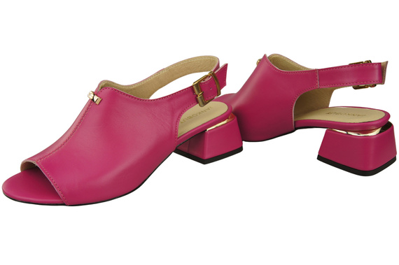 Dámská obuv Fialové sandály se zlatou přezkou Přírodní kůže 198 ElitaBut