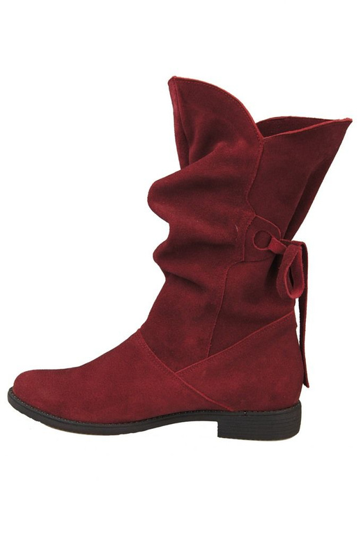Obuv Dámské zimní boty Maroon přírodní kůže velur 999 Z ElitaBut