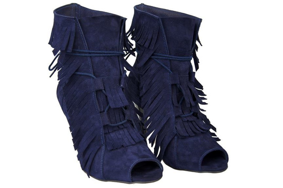 Dámská obuv Dámské lodičky s vysokou špičkou ze semišové kůže Námořnická modř 964 ElitaBut