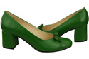 Dámské lodičky s mašlí zelené Přírodní kůže a nízkým podpatkem 203 ElitaBut