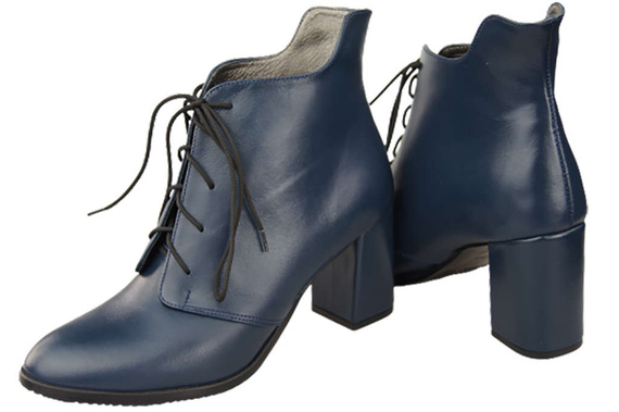 Dámské kozačky námořnická modrá Šněrovací zimní z přírodní kůže 174 Z ElitaBut