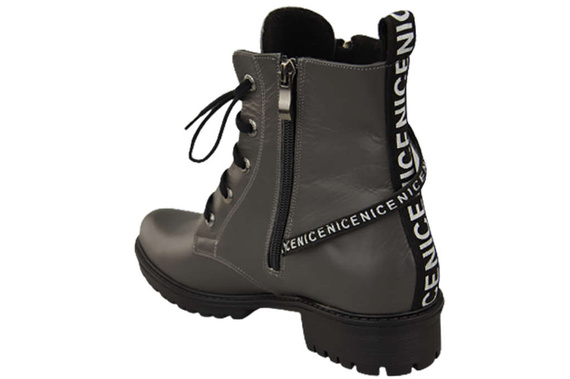 Obuv Dámské kozačky s nápisem NICE Přírodní kůže Graphite 173 L ElitaBut