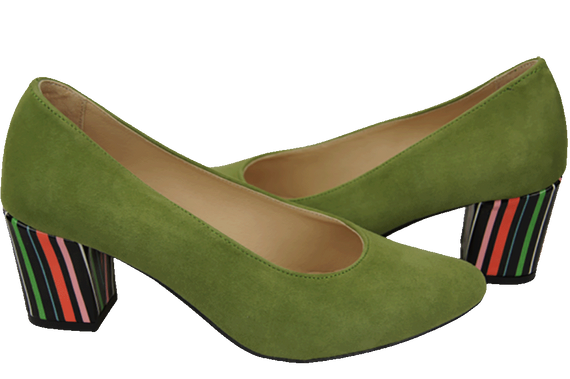 Dámská obuv Pistachio Natural Suede Leather Decorative Heel 158 With ElitaBut