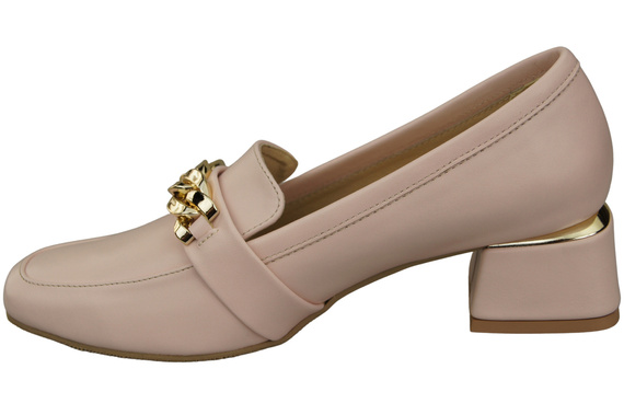 Dámská obuv Powder Pink s ozdobným řetízkem Dámské mokasíny Přírodní kůže 193 ElitaBut