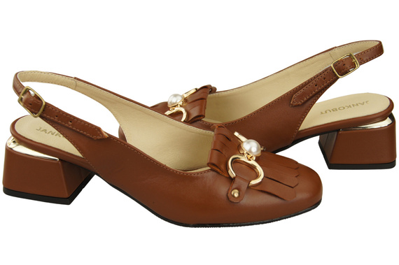 Dámská obuv Hnědé sandály zdobené třásněmi Přírodní kůže 208 ElitaBut