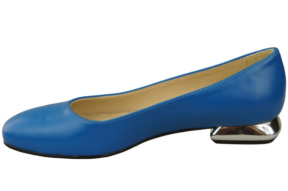 Plochá dámská obuv Modrý ozdobný podpatek Přírodní kůže 209 ElitaBut