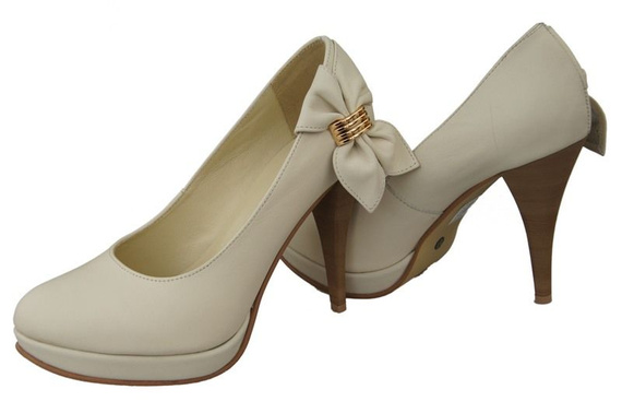 Dámská obuv Dámské lodičky na pantoflích z přírodní kůže Béžová 976 ElitaBut