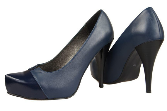 Dámská obuv Dámské lodičky z přírodní kůže Navy blue 897 ElitaBut