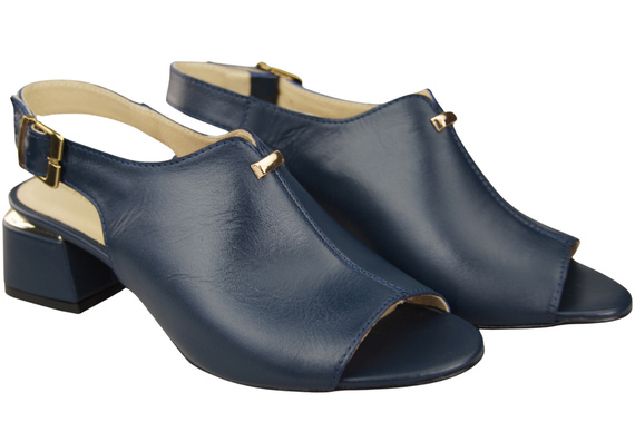 Dámská obuv Sandály Navy blue gold buckle Natural leather 198 ElitaBut