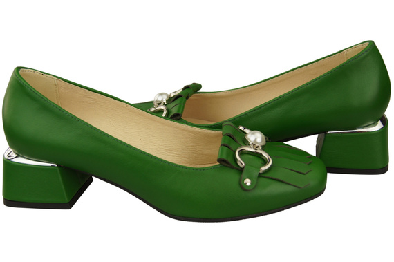 Dámská obuv Dámské lodičky se střapcem Zelená přírodní kůže 195 ElitaBut