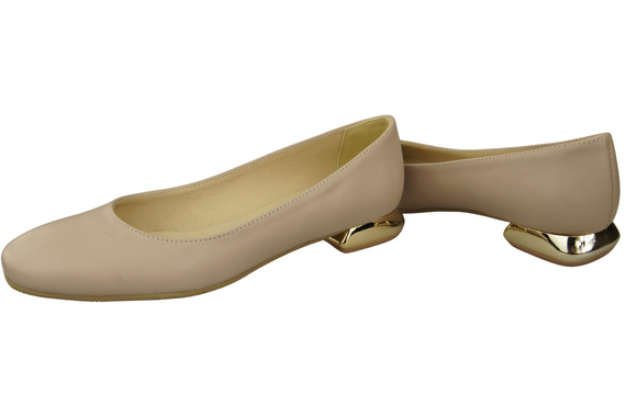 Ploché dámské boty Boty Cappuccino Světlý ozdobný podpatek Přírodní kůže 209 ElitaBut