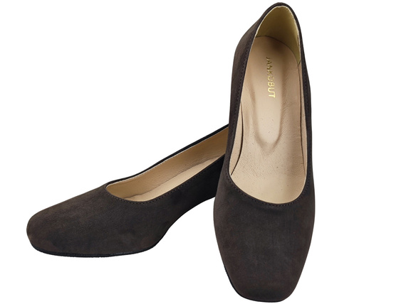 Pohodlné dámské boty Čokoláda lodičky s ozdobným podpatkem Přírodní semišová kůže 219 Od ElitaBut