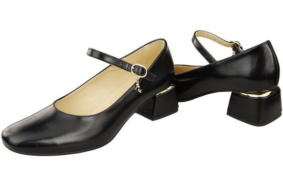 Dámská obuv Dámské lodičky s páskem Černá lesklá přírodní kůže 202 ElitaBut