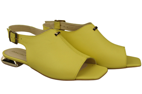 Pohodlná dámská obuv Lemon Sandály s plochým zlatým podpatkem Přírodní kůže 207 ElitaBut