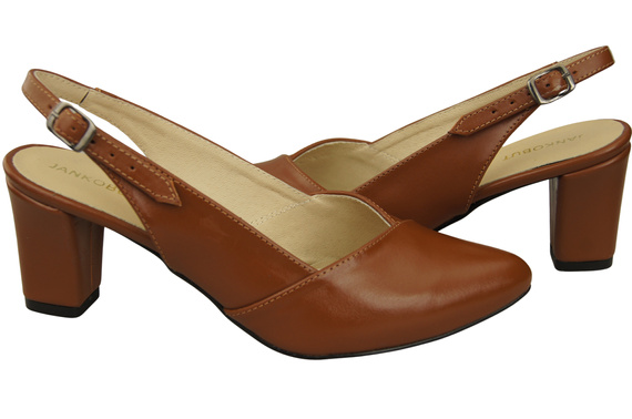 Dámské sandály na podpatku Hnědá přírodní kůže 217 ElitaBut