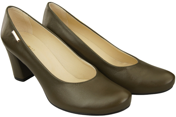Dámské boty Classic Olive Natural Leather Almond Nose pumps 201 ElitaBut