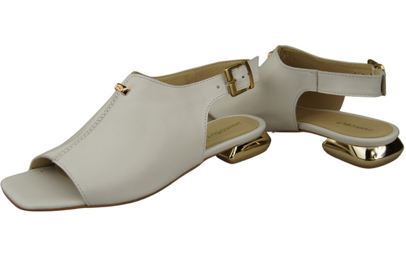 Pohodlná dámská obuv Sandály bílé ploché zlatý podpatek přírodní kůže 207 ElitaBut