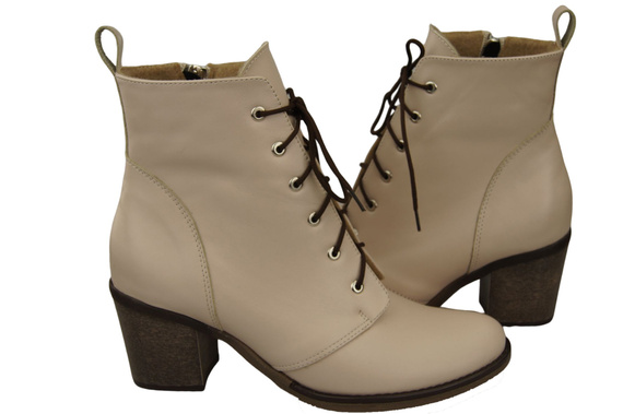 Dámské boty Cappuccino Bright lace-up Zimní přírodní kůže 188 Od ElitaBut