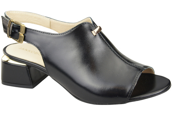 Dámská obuv Sandály černé lesklé zlaté přezky Přírodní kůže 198 ElitaBut