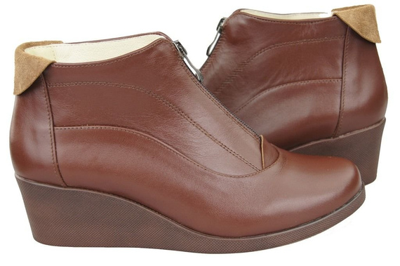 Obuv Dámské kozačky hnědé Jaro / podzim přírodní kůže 133 L ElitaBut