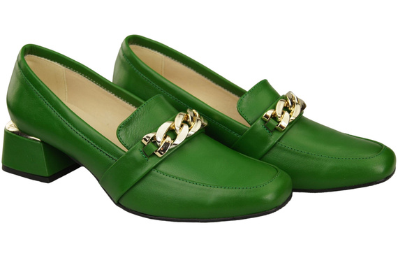 Dámská obuv Zelená s řetízkem Dámské mokasíny Přírodní kůže 193 ElitaBut
