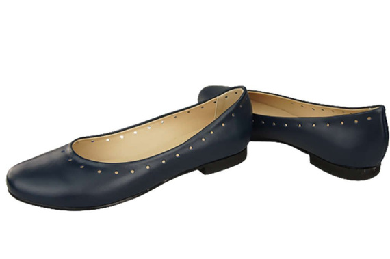 Dámské pohodlné baleríny z přírodní kůže Navy Blue 162 ElitaBut