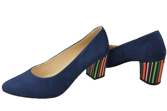 Dámská obuv Navy Blue Suede Leather Decorative Heel 158 With ElitaBut