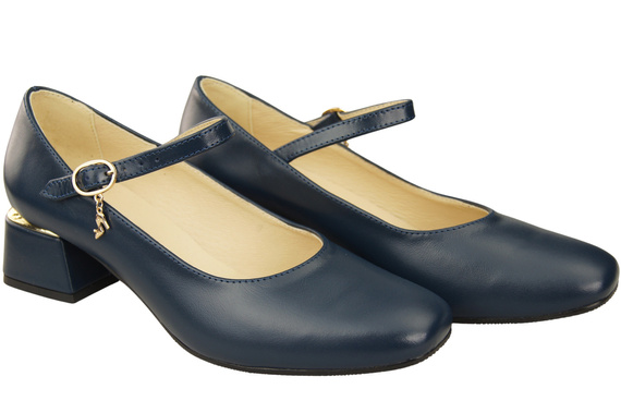 Dámská obuv Dámské lodičky s páskem Námořnická modř Přírodní kůže 202 ElitaBut