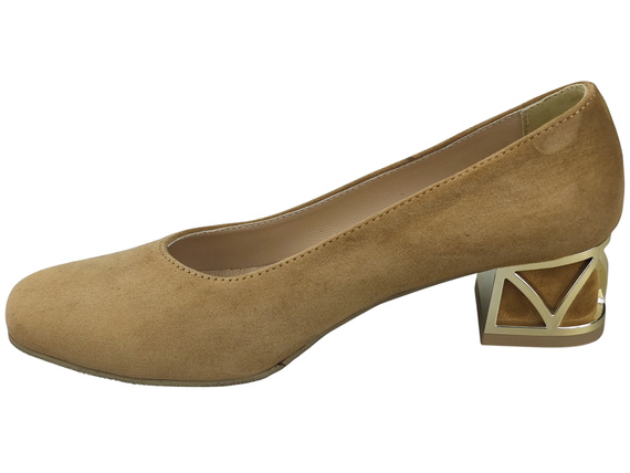 Pohodlné dámské boty Zrzavý lodičky s ozdobným podpatkem Přírodní semišová kůže 219 Od ElitaBut