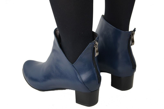 Dámská obuv Přírodní kožené kozačky Námořnická modrá 987 ElitaBut