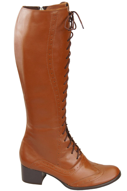 Dámská obuv Hnědé šněrovací boty z přírodní kůže 595 ElitaBut