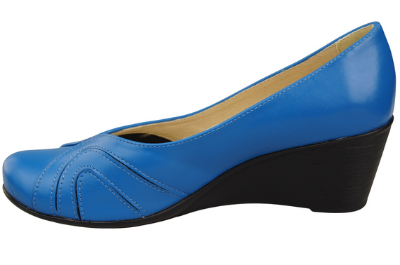 Boty na kotníku Modré dámské lodičky z přírodní kůže 828 ElitaBut