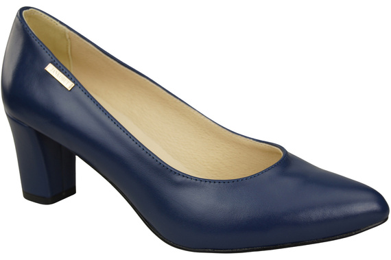 Klasické hladké boty Dámské lodičky z přírodní kůže v námořnické modři 213 ElitaBut