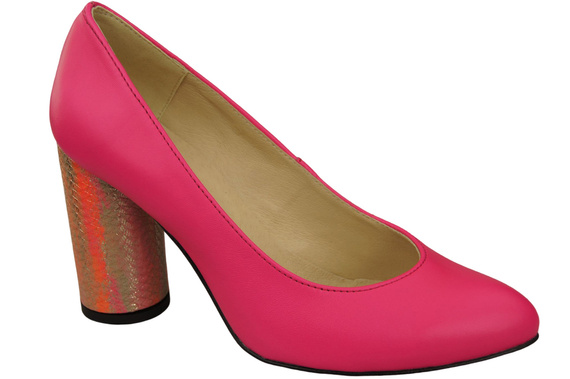 Dámská obuv Dámské lodičky Neonově růžové Přírodní kůže Barevný ornamentální podpatek 194 ElitaBut