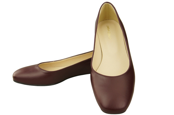 Plochá dámská obuv bordó lodičky zdobený podpatek přírodní kůže 209 ElitaBut