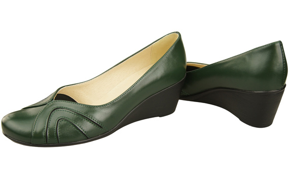 Boty na kotníku Emerald Green Dámské přírodní kožené lodičky 828 ElitaBut