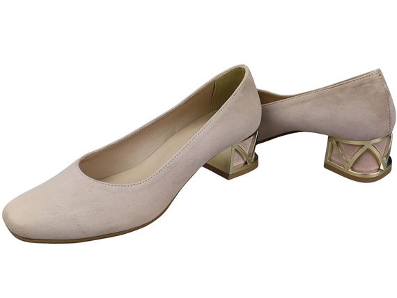 Pohodlné dámské boty Pudrově růžová lodičky s ozdobným podpatkem Přírodní semišová kůže 219 Od ElitaBut