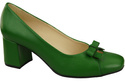 Dámské lodičky s mašlí zelené Přírodní kůže a nízkým podpatkem 203 ElitaBut