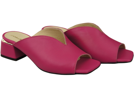 Dámské žabky na podpatku Fialová přírodní kůže 210 ElitaBut