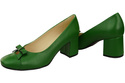 Dámské lodičky s mašlí zelené Přírodní kůže a nízkým podpatkem 203 ElitaBut