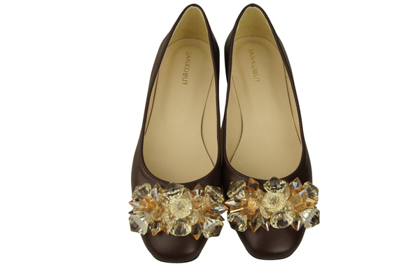 Dámské čokoládové lodičky s krystaly z přírodní kůže 216 ElitaBut