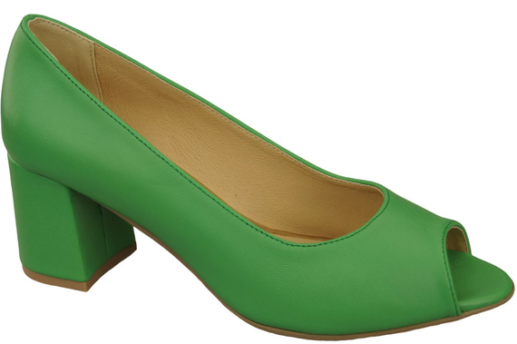 Dámská obuv PEEP TOE Lime pumps Přírodní kůže s potaženým podpatkem 192 ElitaBut