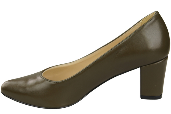 Klasické hladké boty Dámské olivové kožené lodičky 213 ElitaBut