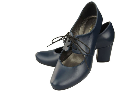 Obuv Dámské polobotky z přírodní kůže Námořnická modrá 161 ElitaBut